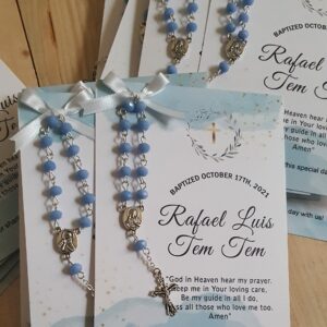 Bonbonnieres - A6 Thank You card with sml rosary