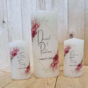 Wedding Unity candle - Pink floral theme