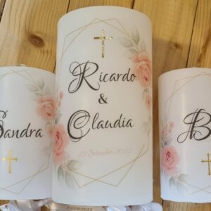 Wedding Unity candles - Pink rose theme