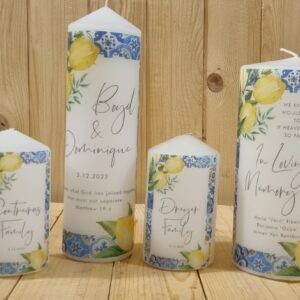 Wedding Unity and Memorial candle set - Lemon theme