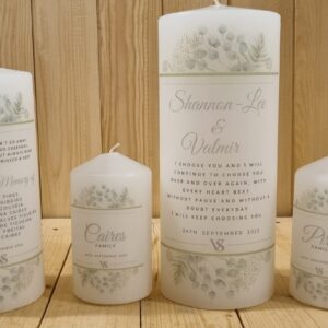 Wedding Unity candle (Greenery) and memory candle set